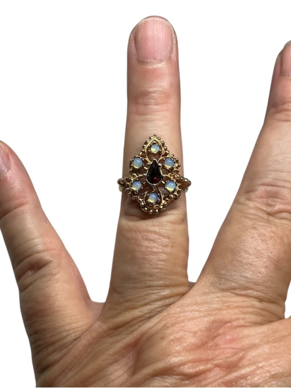 Gold plated synthetic cluster ring size 7.25